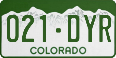CO license plate 021DYR