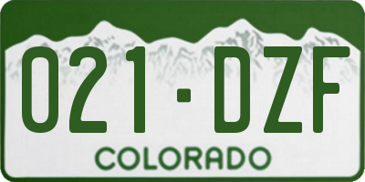 CO license plate 021DZF