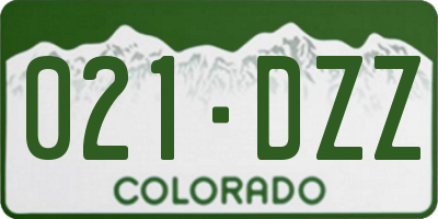 CO license plate 021DZZ