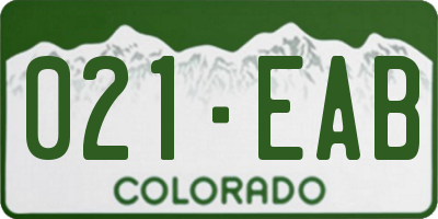 CO license plate 021EAB