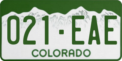 CO license plate 021EAE