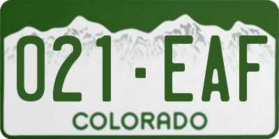CO license plate 021EAF