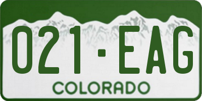 CO license plate 021EAG