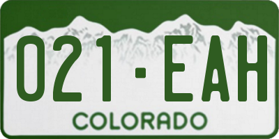 CO license plate 021EAH