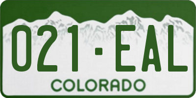 CO license plate 021EAL