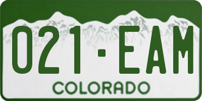 CO license plate 021EAM
