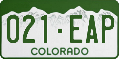 CO license plate 021EAP