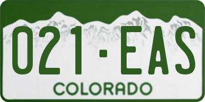 CO license plate 021EAS