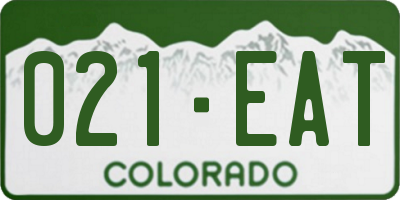 CO license plate 021EAT