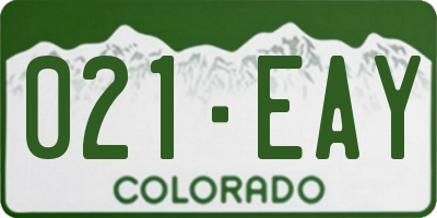 CO license plate 021EAY