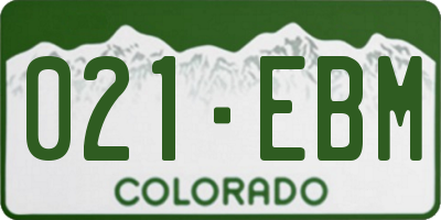 CO license plate 021EBM