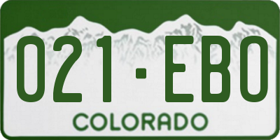 CO license plate 021EBO