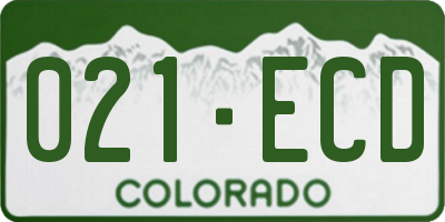 CO license plate 021ECD