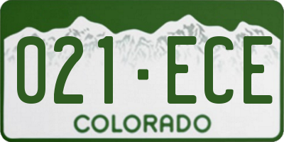 CO license plate 021ECE