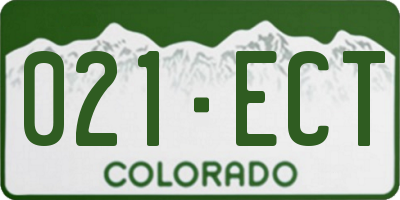 CO license plate 021ECT