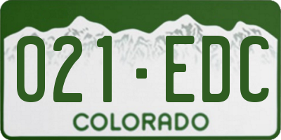 CO license plate 021EDC