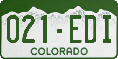 CO license plate 021EDI