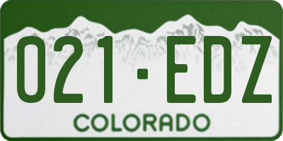 CO license plate 021EDZ