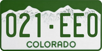 CO license plate 021EEO