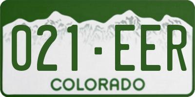 CO license plate 021EER