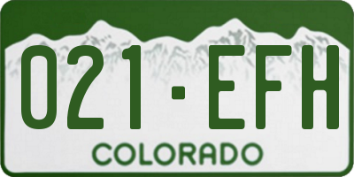 CO license plate 021EFH