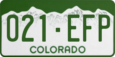 CO license plate 021EFP