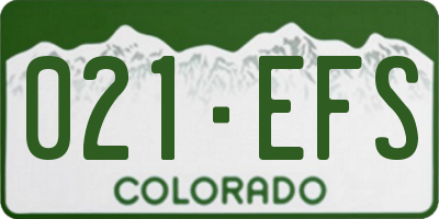 CO license plate 021EFS