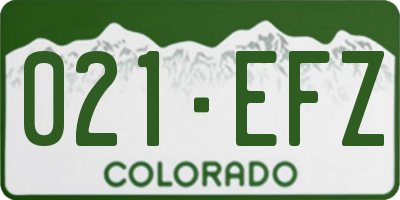 CO license plate 021EFZ