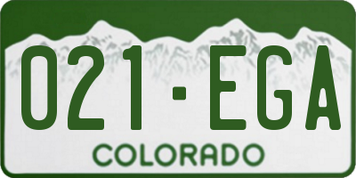 CO license plate 021EGA