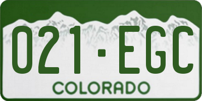 CO license plate 021EGC