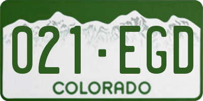 CO license plate 021EGD