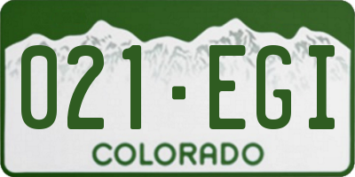 CO license plate 021EGI