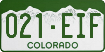 CO license plate 021EIF