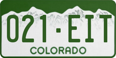 CO license plate 021EIT