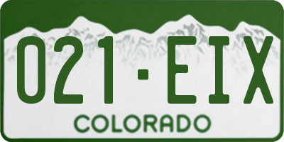 CO license plate 021EIX