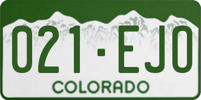 CO license plate 021EJO