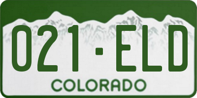 CO license plate 021ELD
