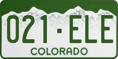 CO license plate 021ELE