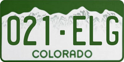 CO license plate 021ELG