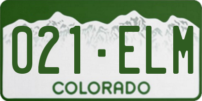 CO license plate 021ELM