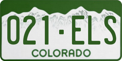 CO license plate 021ELS