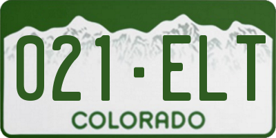 CO license plate 021ELT