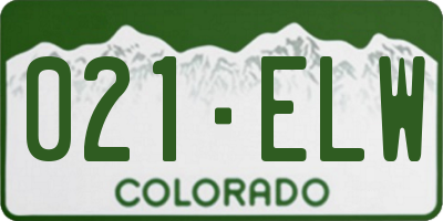 CO license plate 021ELW