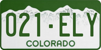 CO license plate 021ELY