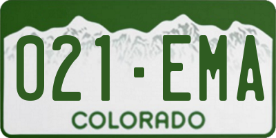 CO license plate 021EMA
