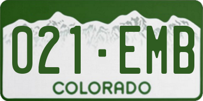 CO license plate 021EMB