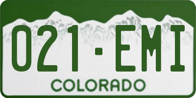 CO license plate 021EMI