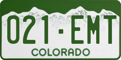 CO license plate 021EMT