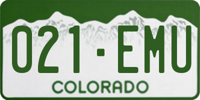 CO license plate 021EMU