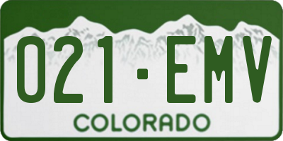 CO license plate 021EMV